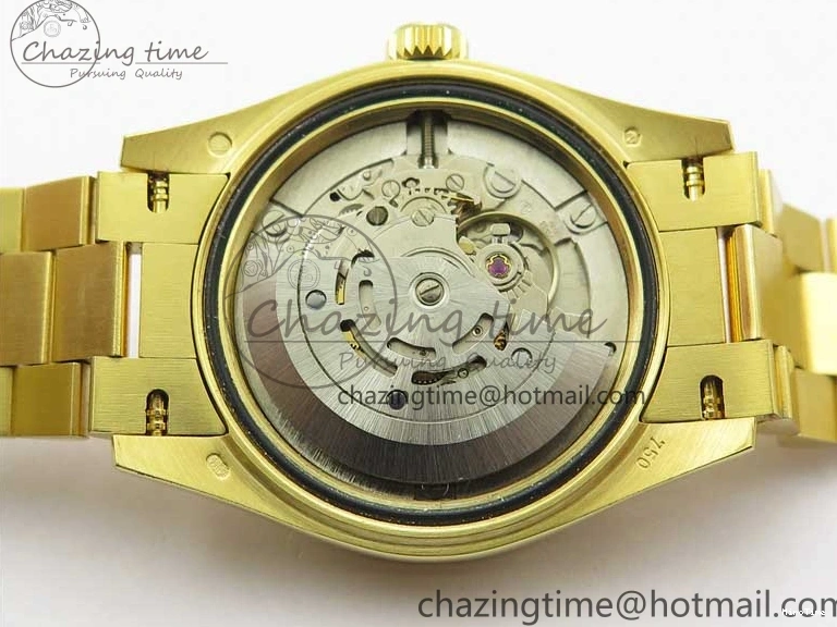 MiroTime 0408 Versatile Daydate 278288 31mm YG EWF Best Edition Green Malachite Dial Crystal Markers on YG President Bracelet ETA 2606